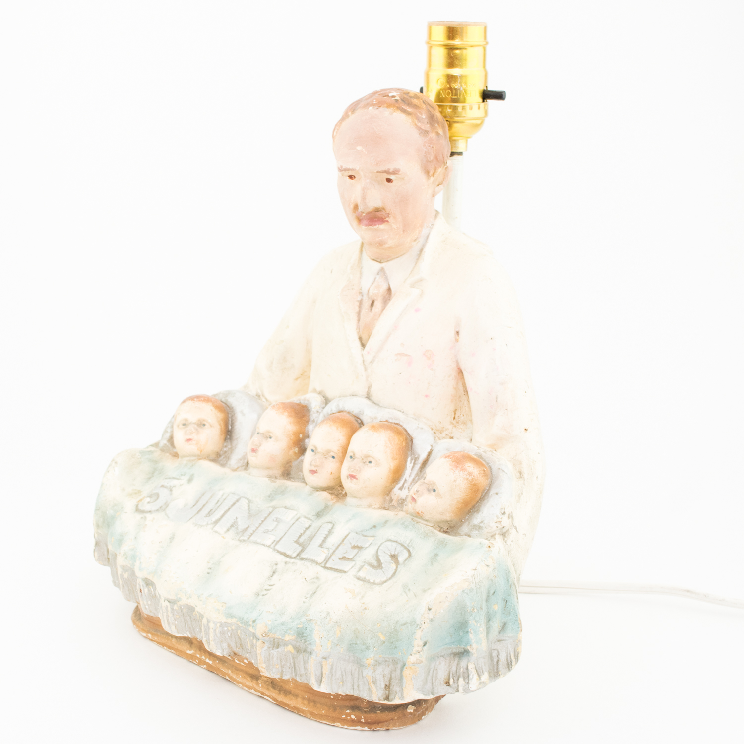 1934 Dionne Quintuplets Chalkware Table Lamp
