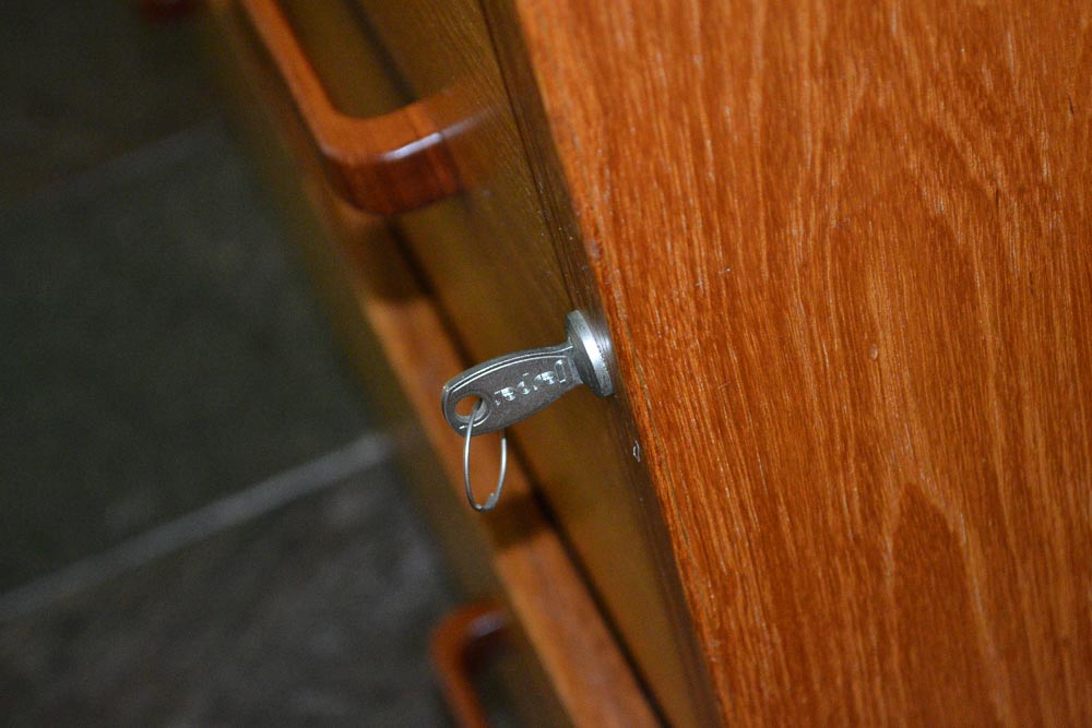 Horizontal Two Drawer Cherry Veneer Filing Cabinet