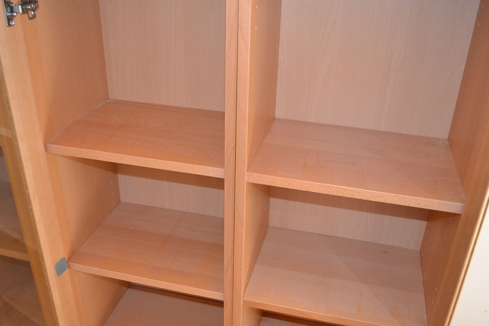 IKEA Billy Series Birch Veneer Glass Display Cabinet