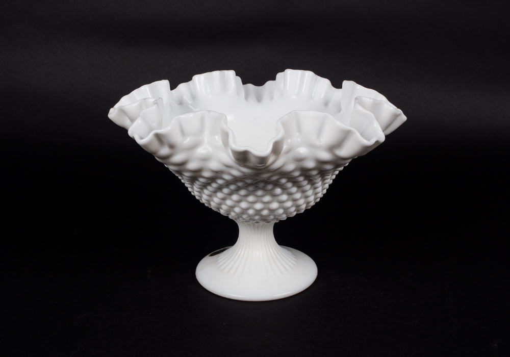 Fenton Handmade Milk Glass Compote