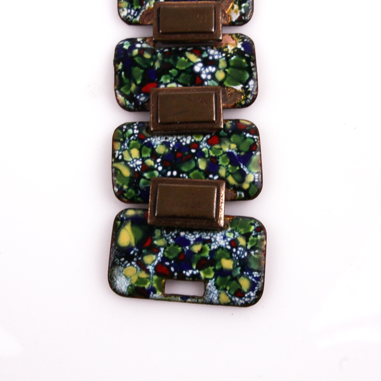 Pair of Copper and Enamel Bracelets Including Matisse Renoir
