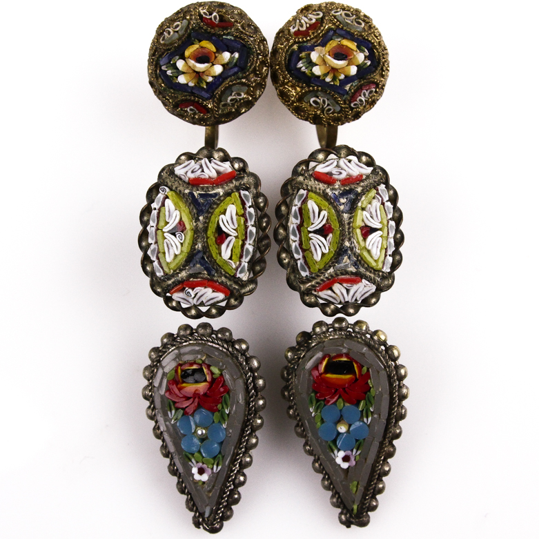 Assortment of Vintage Italian Micro-Mosaic Earrings