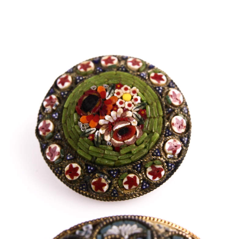 Set of Three Vintage Italian Micro Mosaic Pins