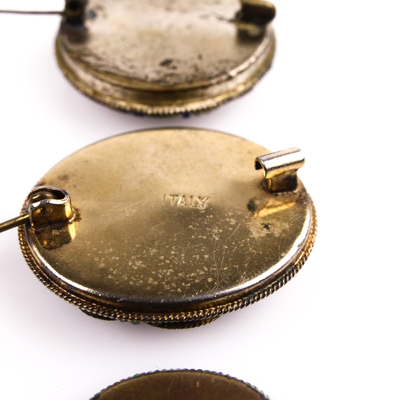 Set of Three Vintage Italian Micro Mosaic Pins