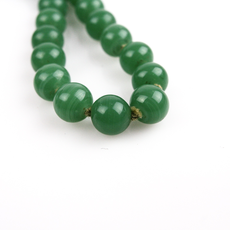 Vintage Green Glass Beaded Necklace