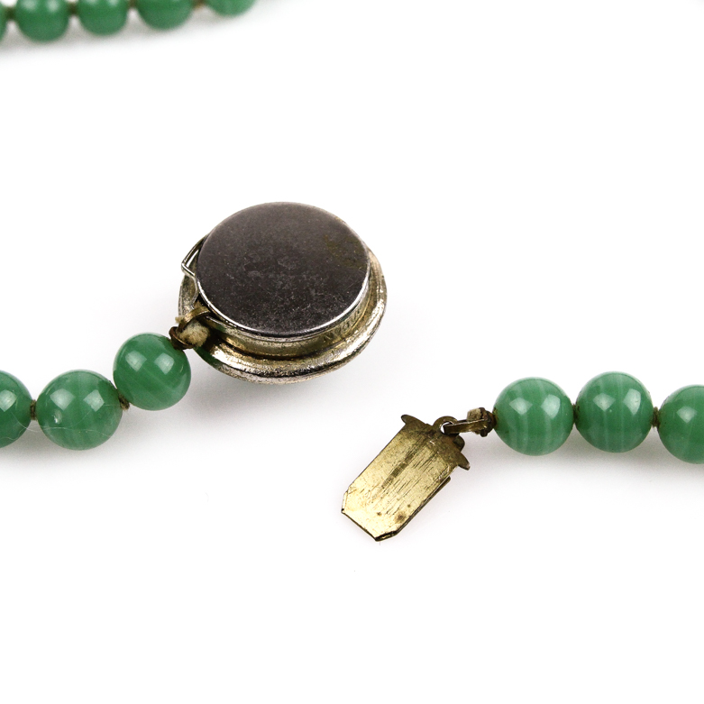 Vintage Green Glass Beaded Necklace