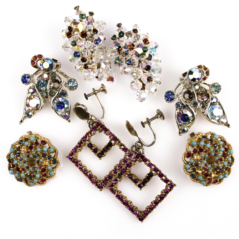 Collection of Vintage Costume Earrings