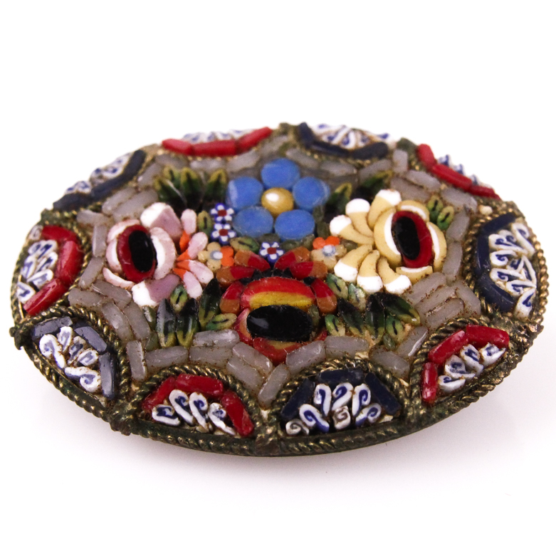 Set of Vintage Italian Micro Mosaic Pins