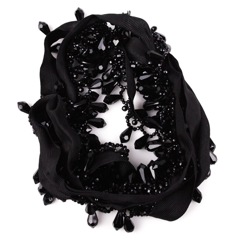 Vintage Jet Glass Beads on Strap