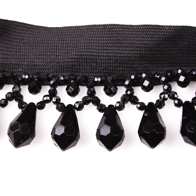 Vintage Jet Glass Beads on Strap