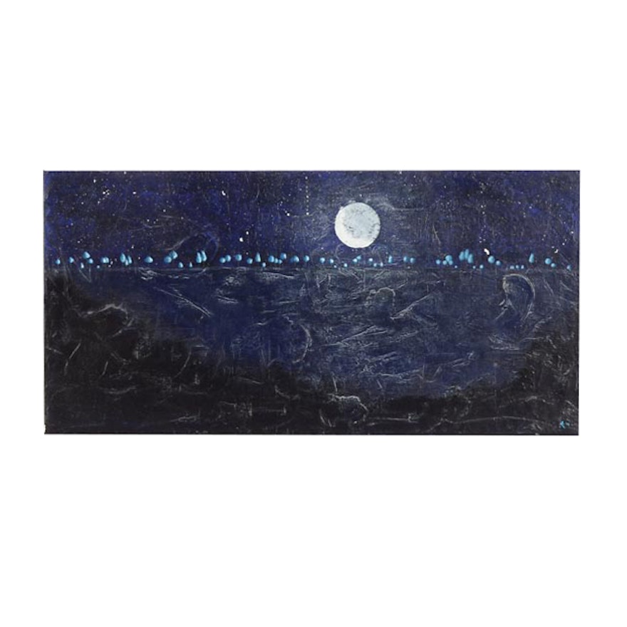 Shannon Girouard Original Acrylic on Canvas "Once in a Blue Moon"