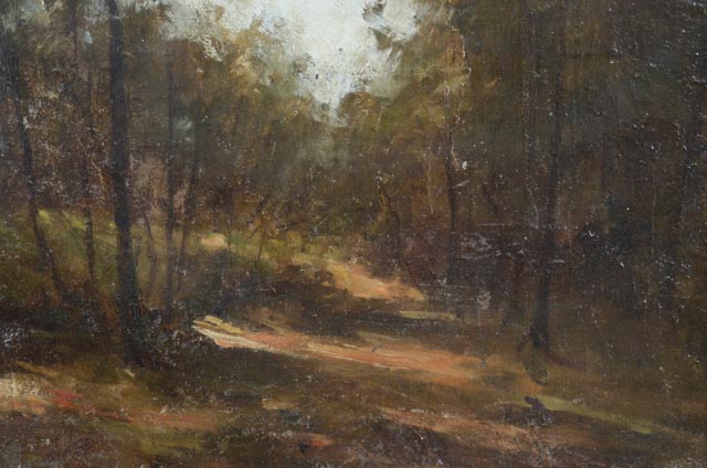 Antique 19th-Century Original Oil Landscape Painting after Corot