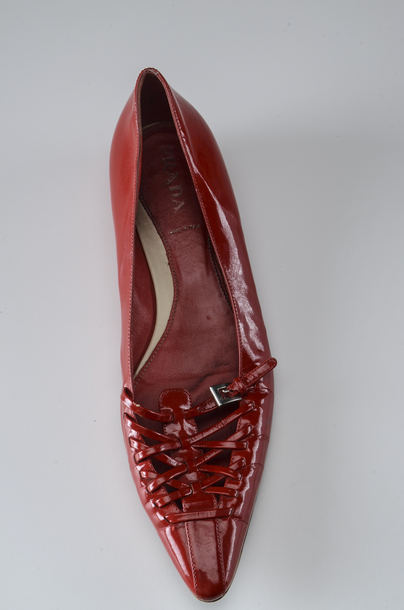 Red Patent Leather Prada Flats