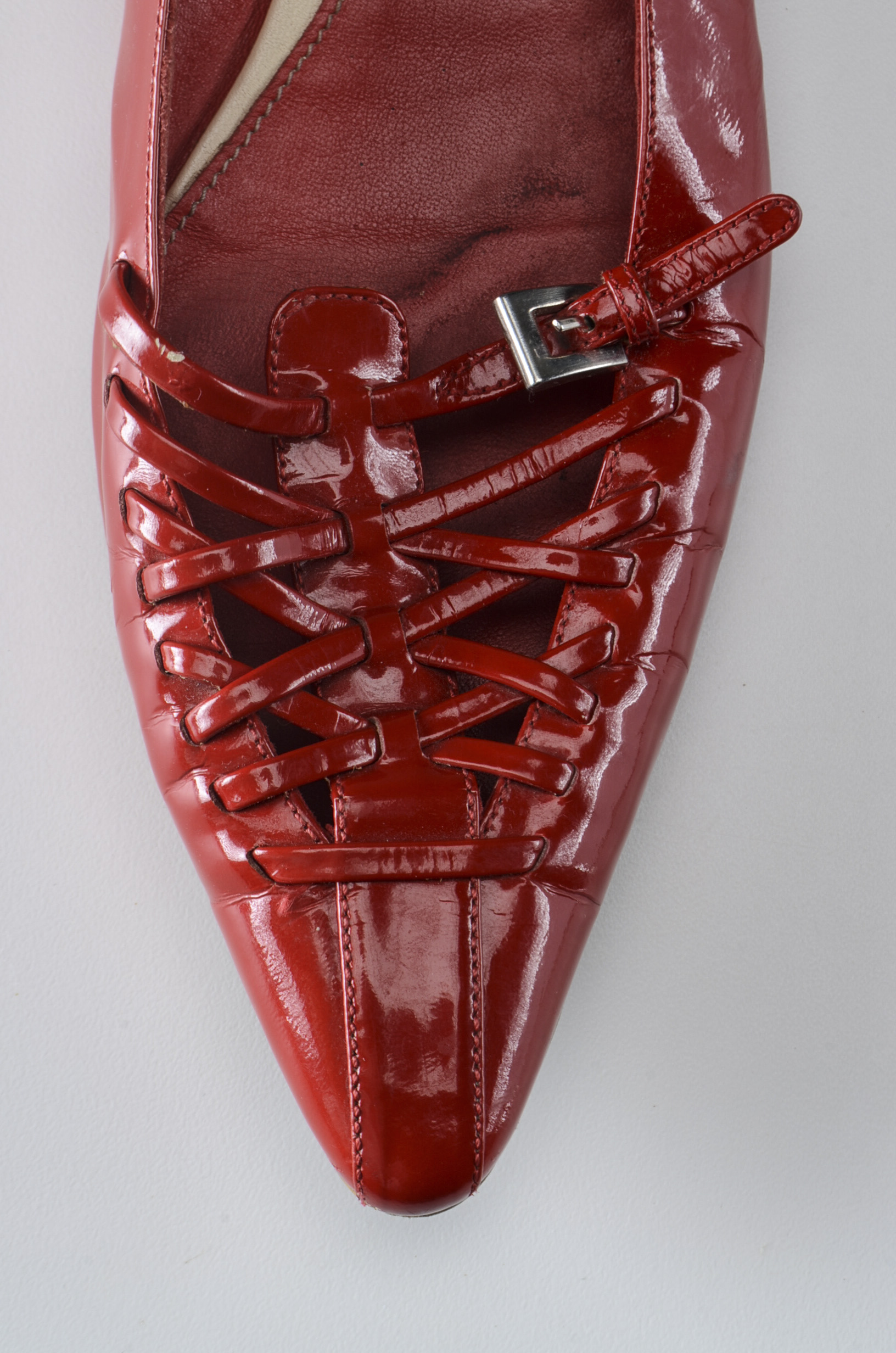 Red Patent Leather Prada Flats