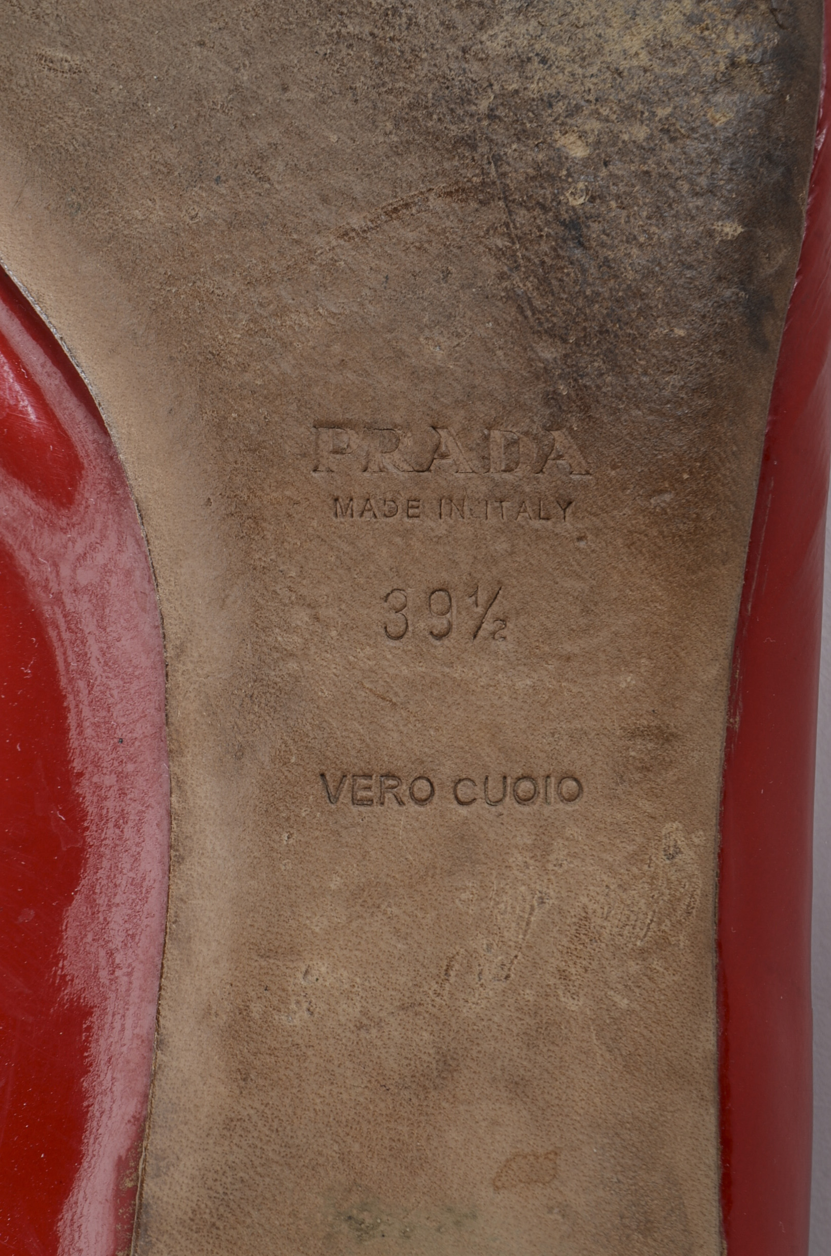 Red Patent Leather Prada Flats