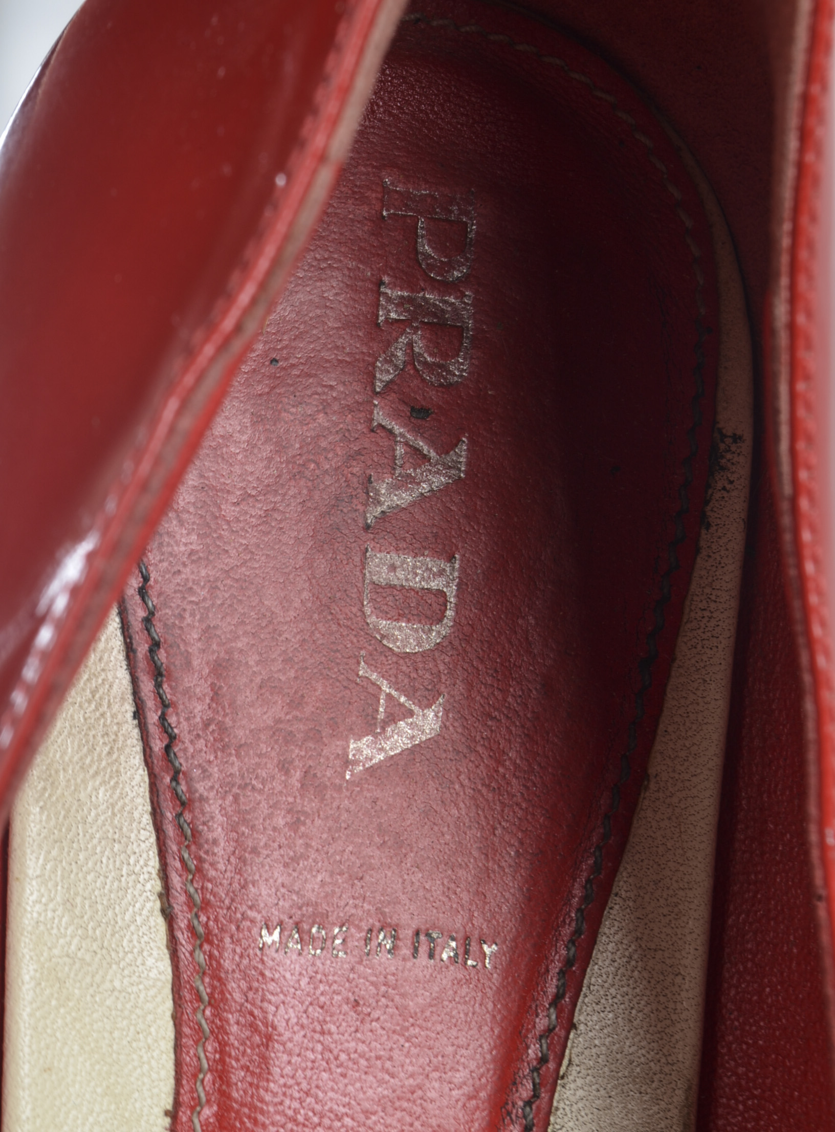 Red Patent Leather Prada Flats