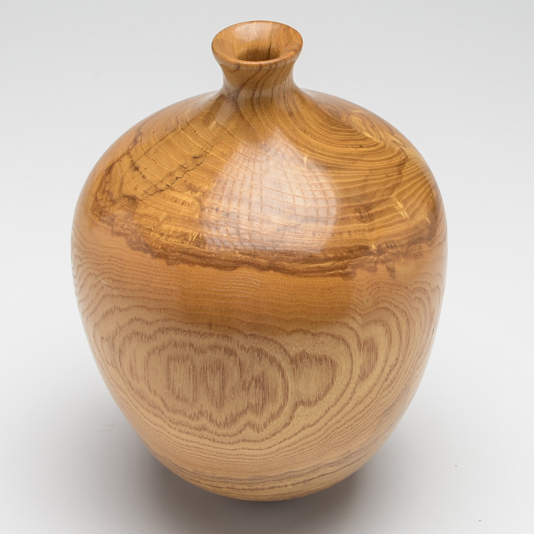 Artisan Oak Wood Lathe Turned Vase