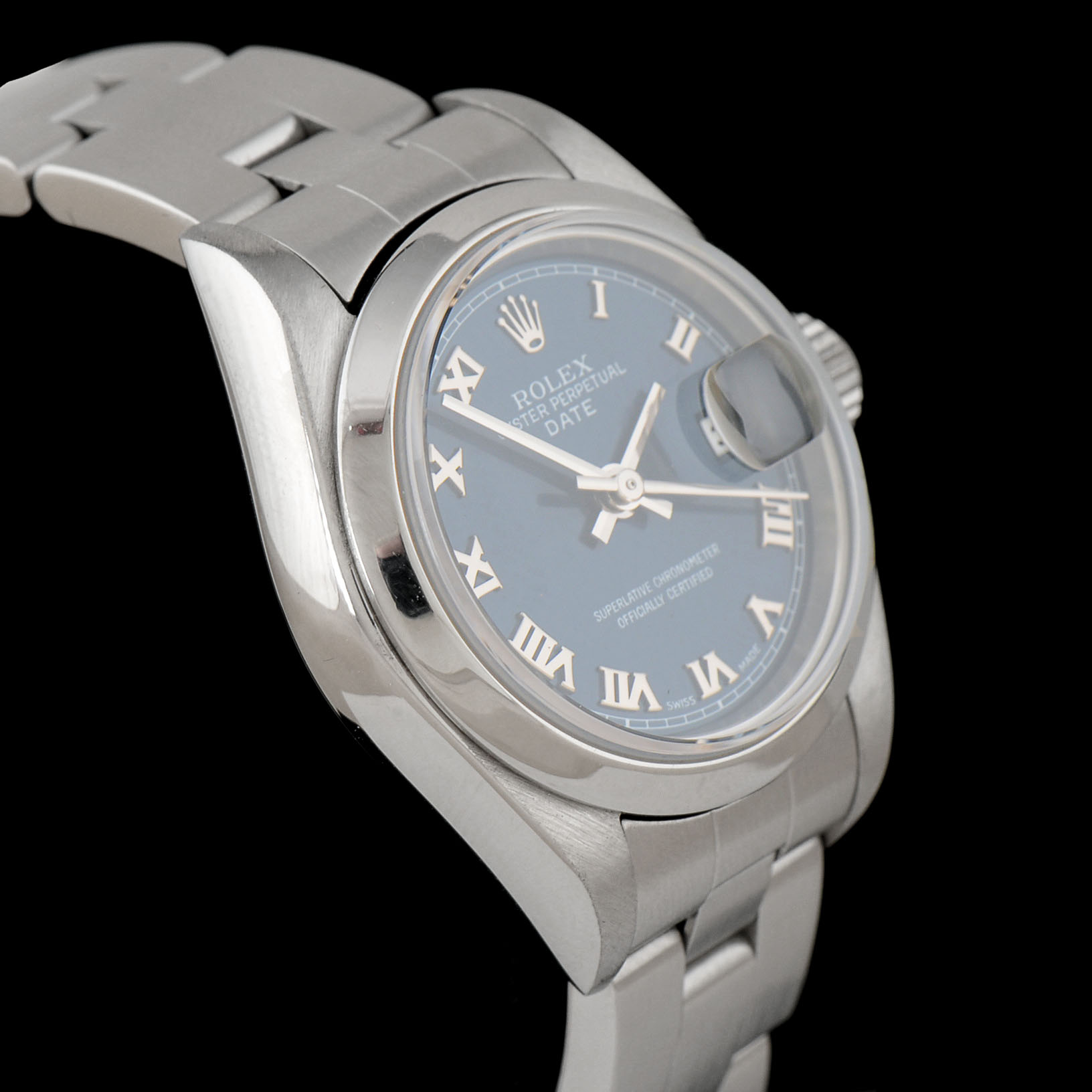 Women's Rolex Perpetual Date Stainless Steel Blue Dial Oyster Automatic Watch