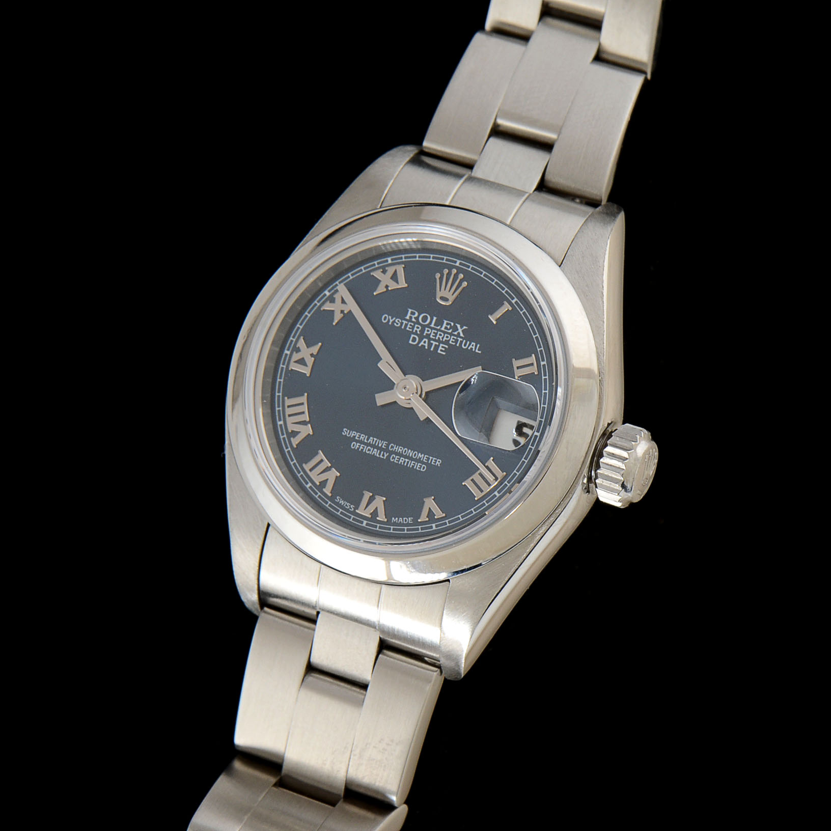 Women's Rolex Perpetual Date Stainless Steel Blue Dial Oyster Automatic Watch