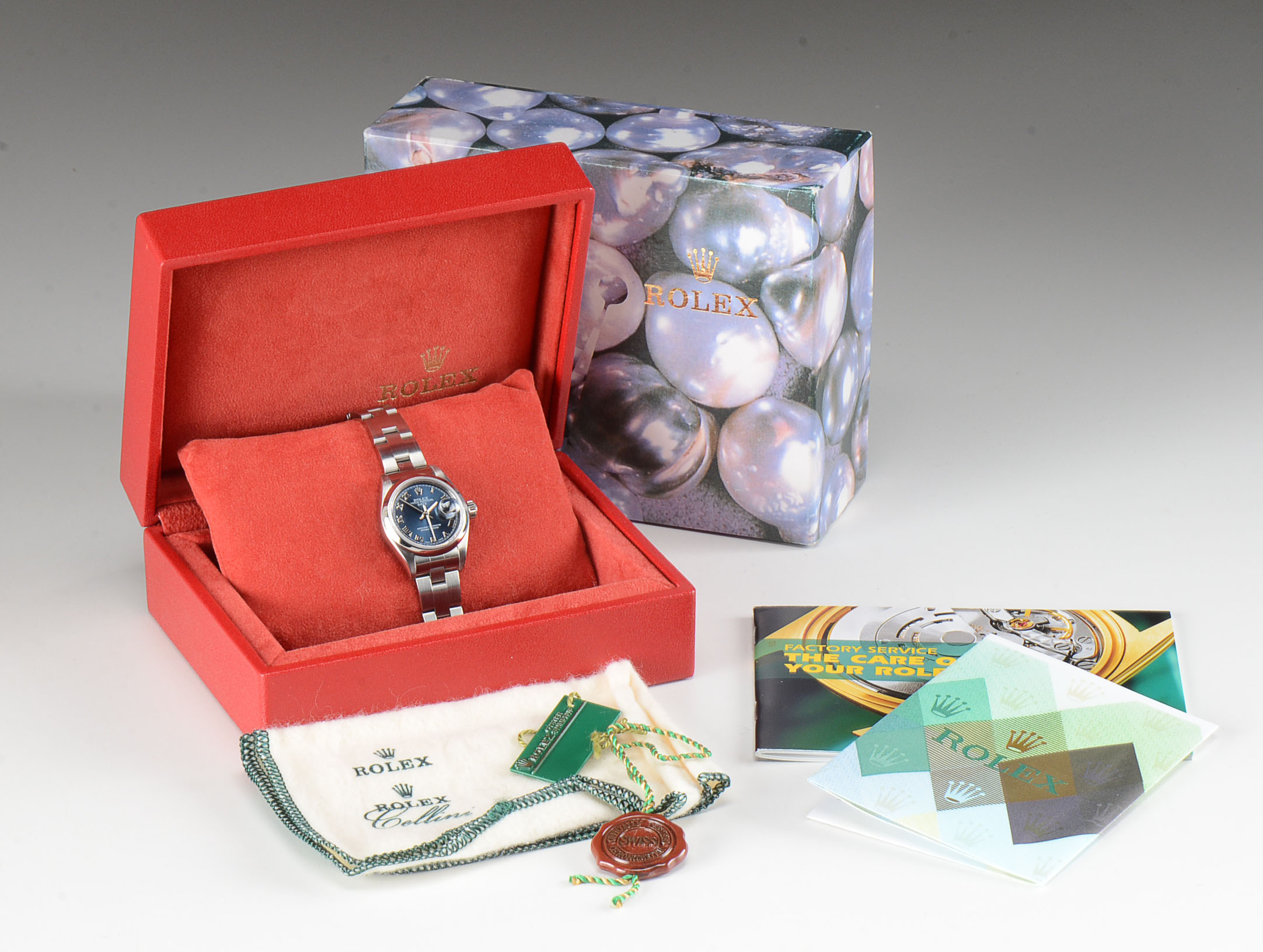 Women's Rolex Perpetual Date Stainless Steel Blue Dial Oyster Automatic Watch