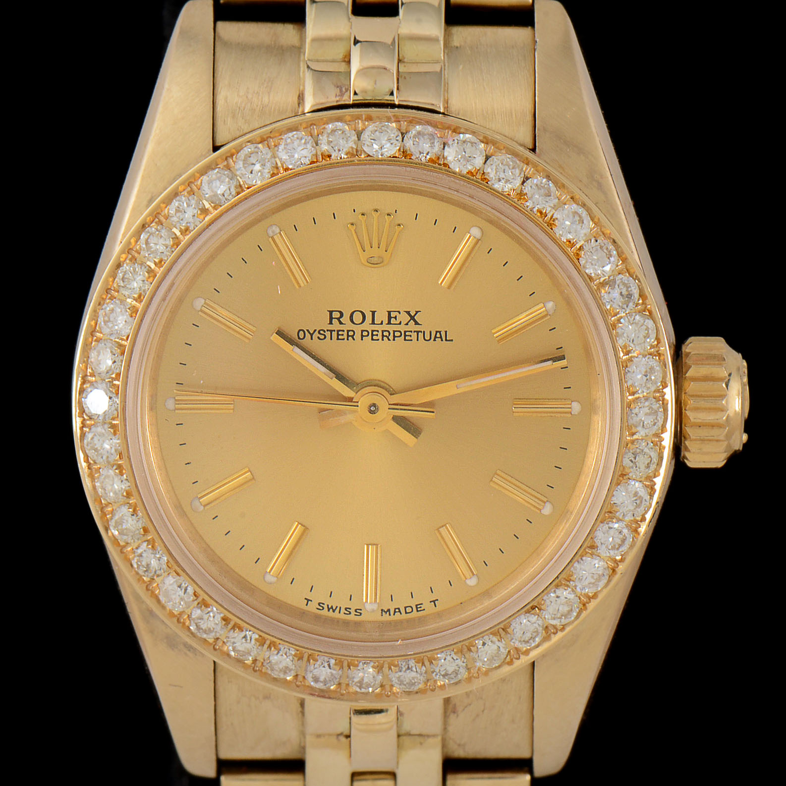 Women's Rolex Oyster Perpetual 14K Solid Yellow Gold and Diamond Automatic Watch