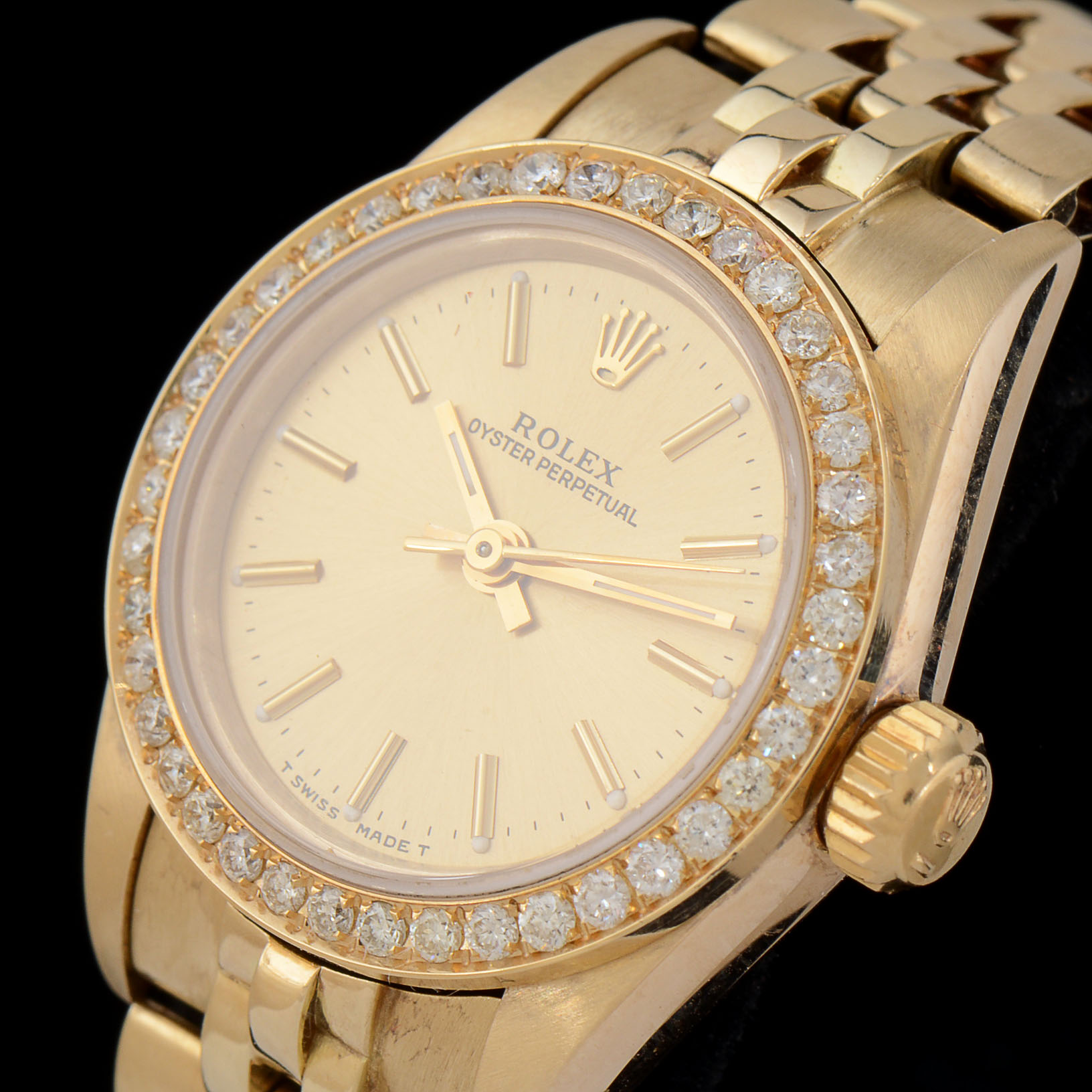 Women's Rolex Oyster Perpetual 14K Solid Yellow Gold and Diamond Automatic Watch