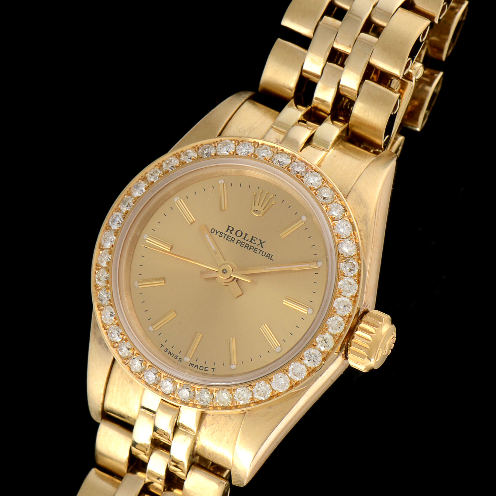 Women's Rolex Oyster Perpetual 14K Solid Yellow Gold and Diamond Automatic Watch