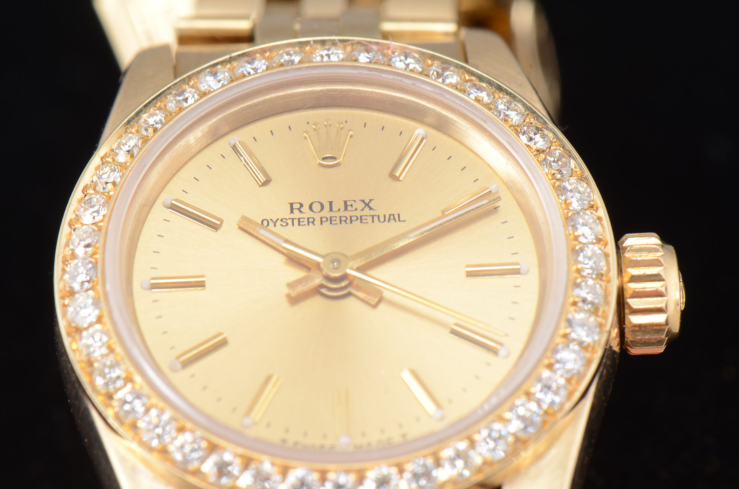 Women's Rolex Oyster Perpetual 14K Solid Yellow Gold and Diamond Automatic Watch