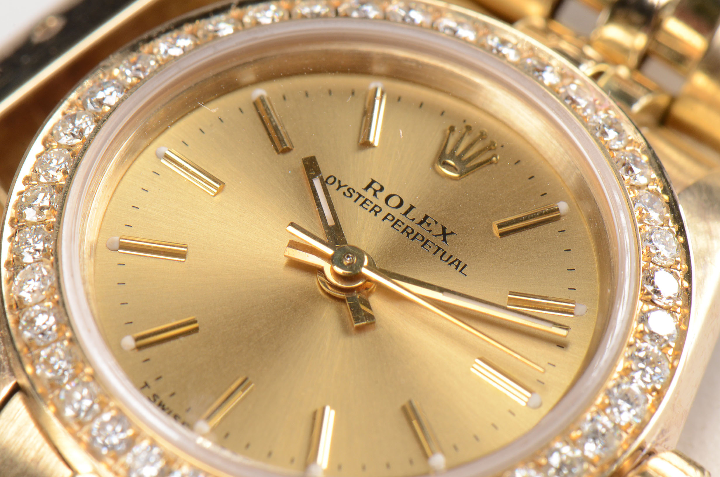 Women's Rolex Oyster Perpetual 14K Solid Yellow Gold and Diamond Automatic Watch