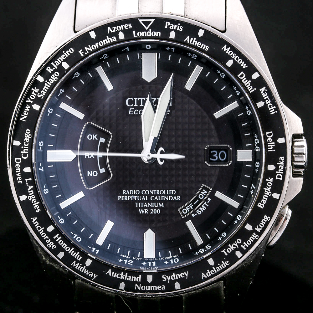 Citizen Eco-Drive World Perpetual WR 200 Titanium Watch