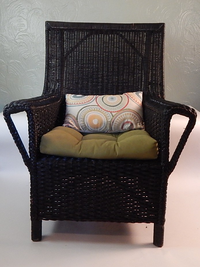 Trio of Vintage Wicker Arm Chairs - Black