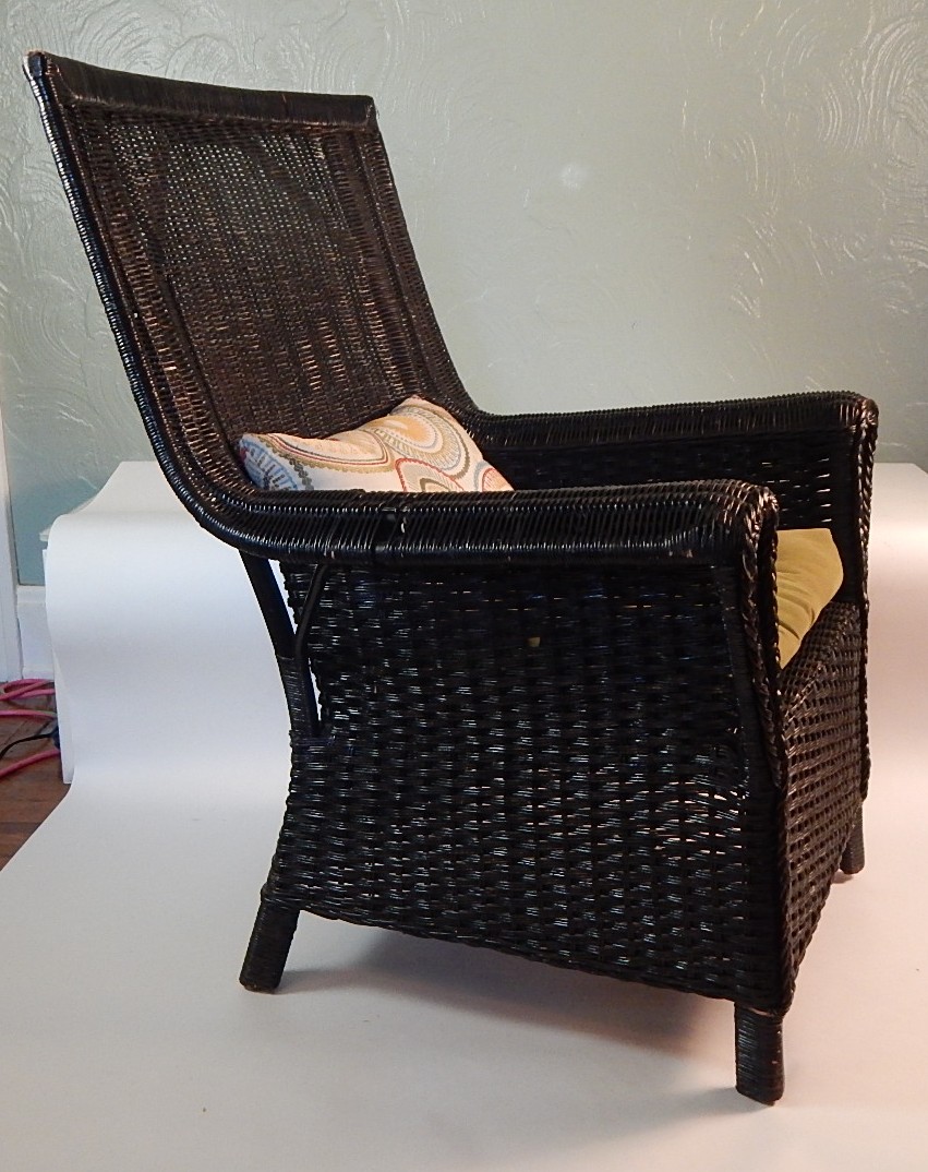 Trio of Vintage Wicker Arm Chairs - Black