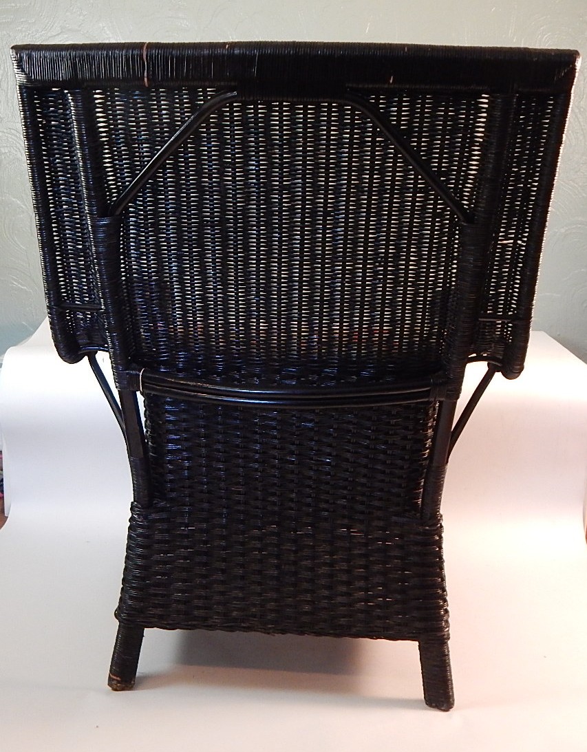Trio of Vintage Wicker Arm Chairs - Black