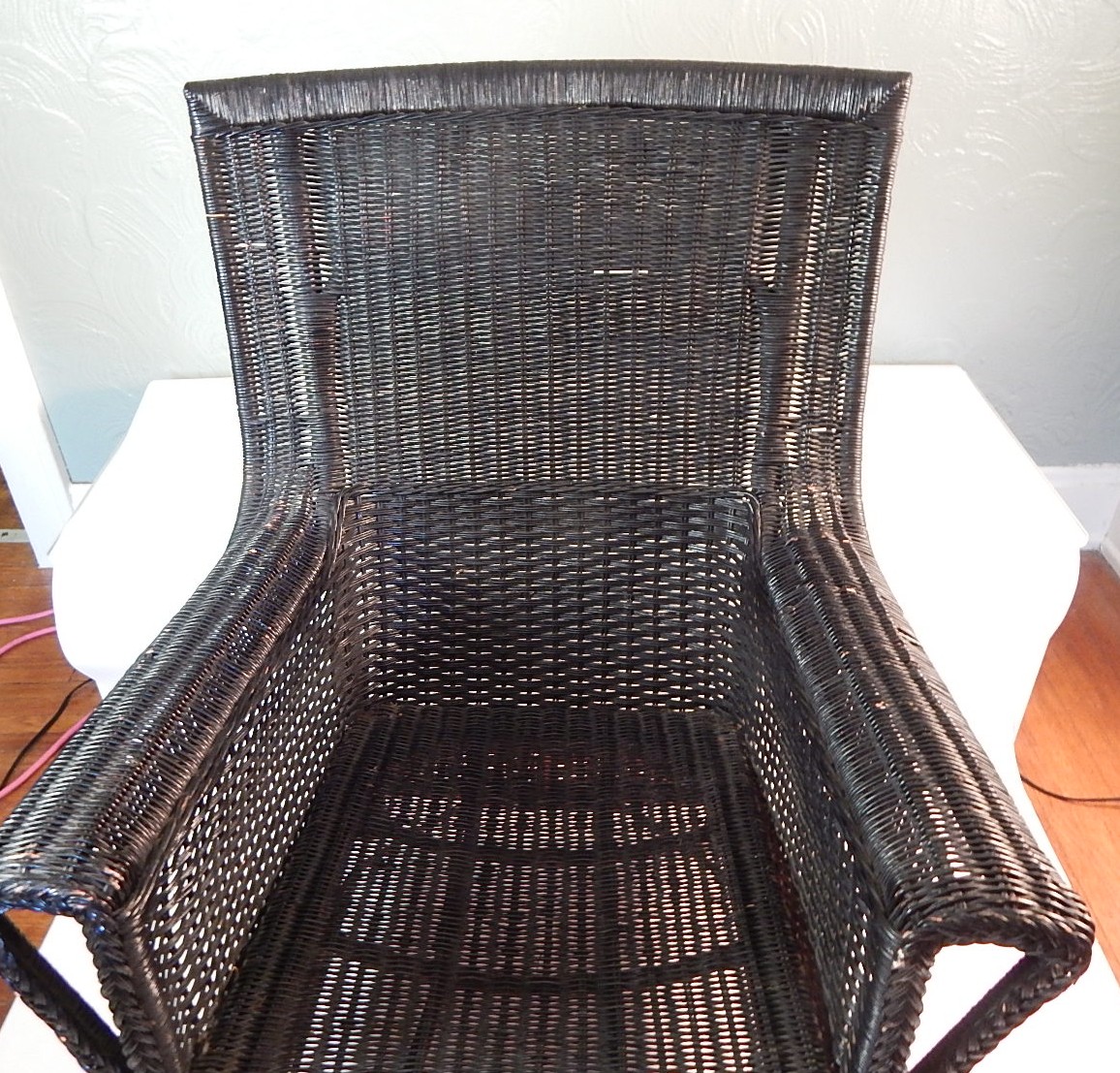 Trio of Vintage Wicker Arm Chairs - Black