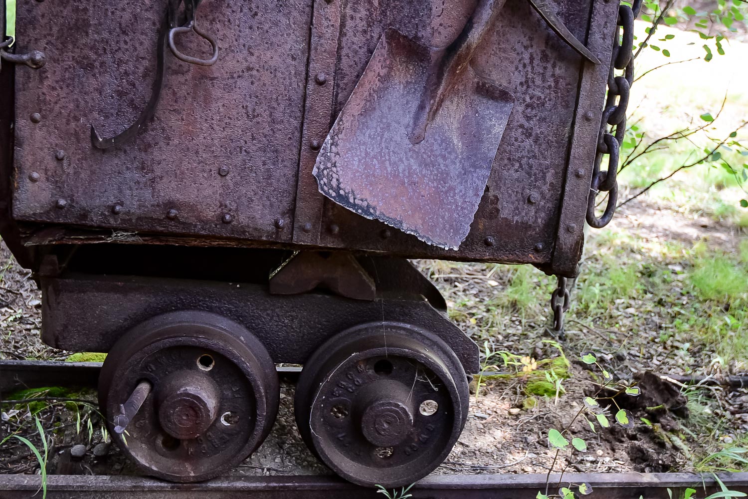 Antique Mine Cart, Tools and Track