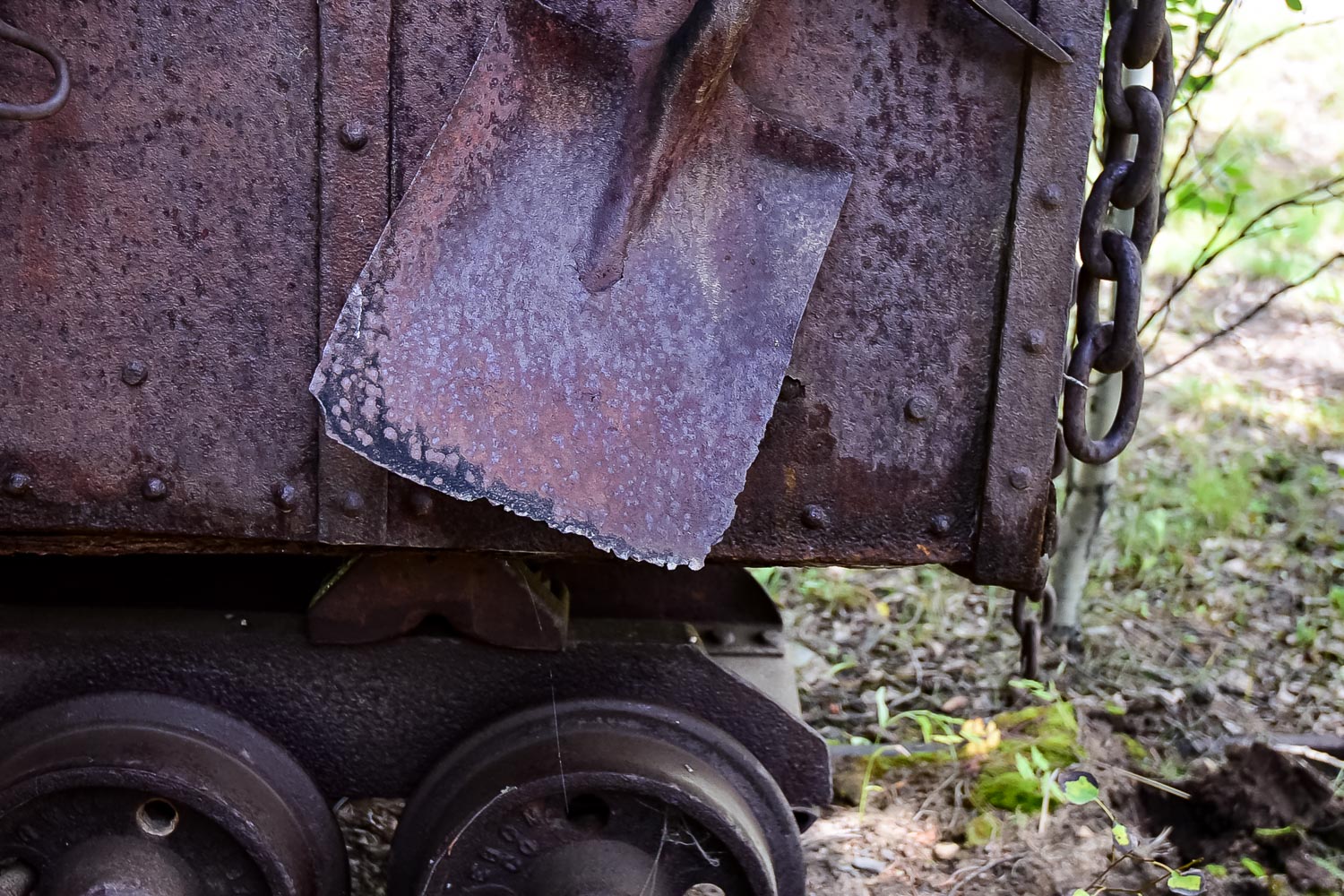 Antique Mine Cart, Tools and Track