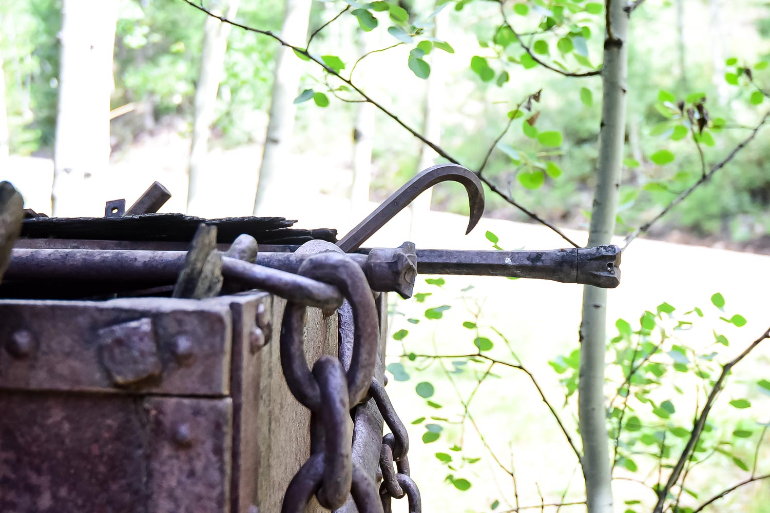 Antique Mine Cart, Tools and Track