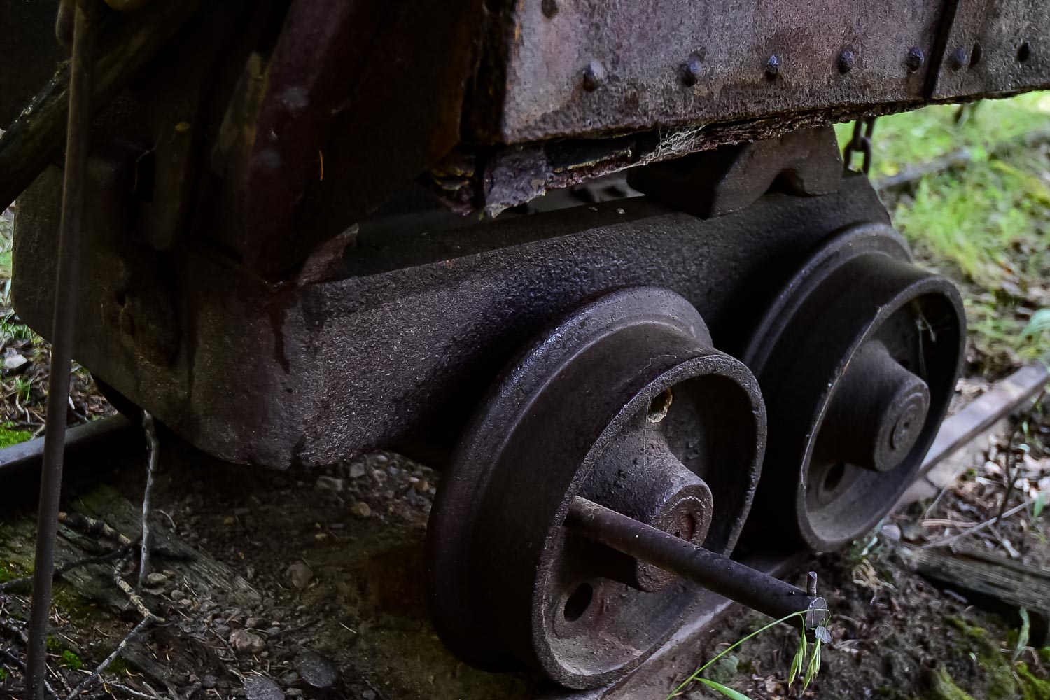 Antique Mine Cart, Tools and Track