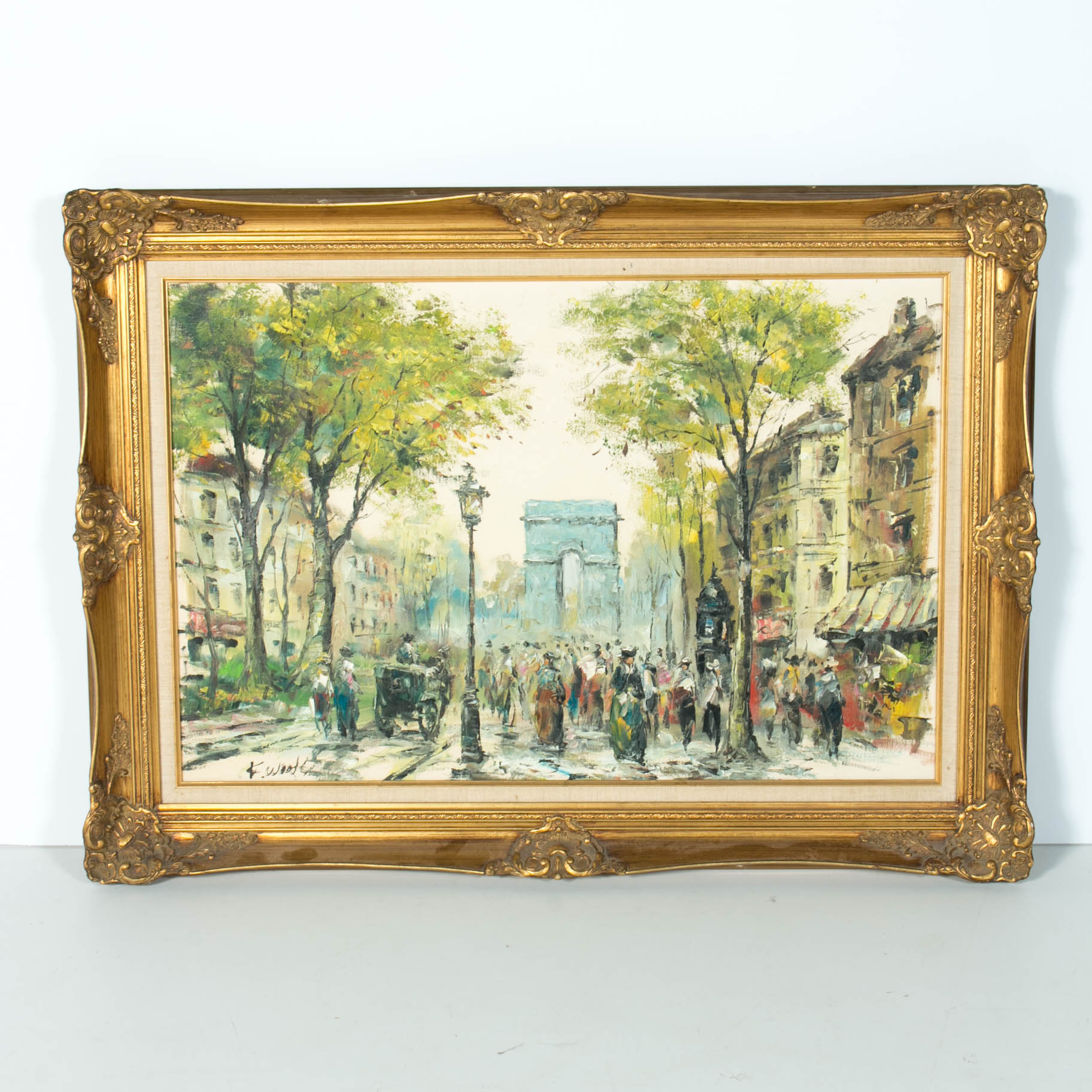 K. Woods Signed Original Oil on Canvas of Paris