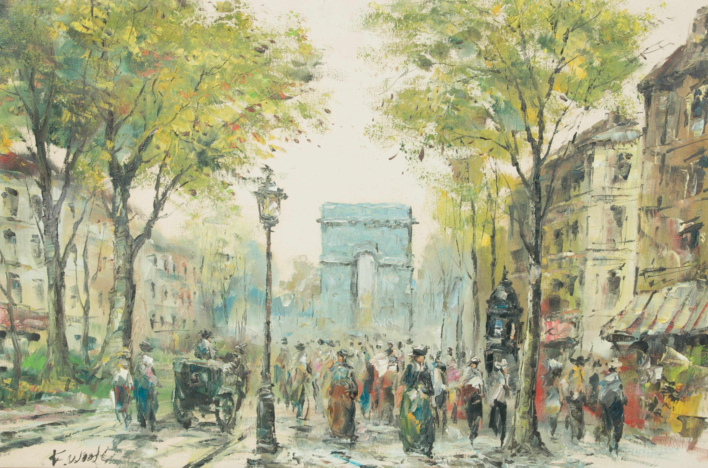 K. Woods Signed Original Oil on Canvas of Paris