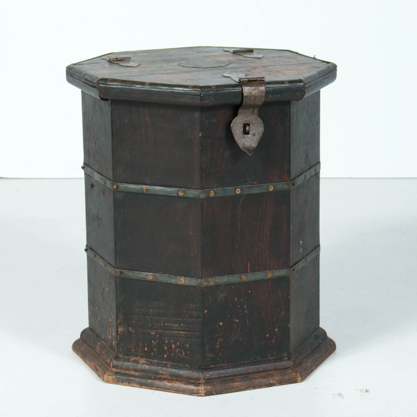 Wood and Brass Octagonal End Table