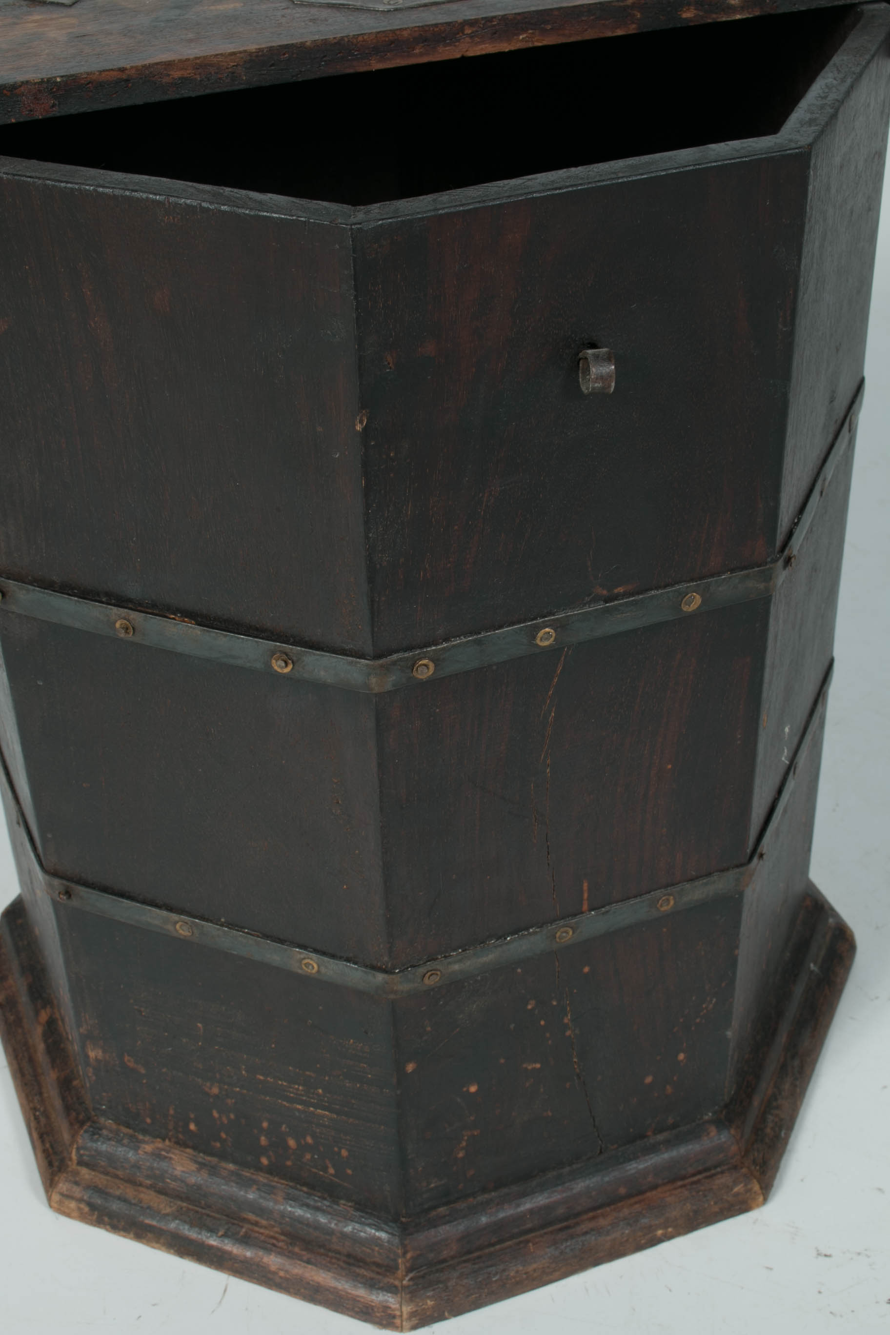 Wood and Brass Octagonal End Table