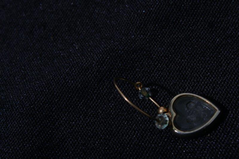 Heart Shaped Crystal and Glass Dangle Earrings