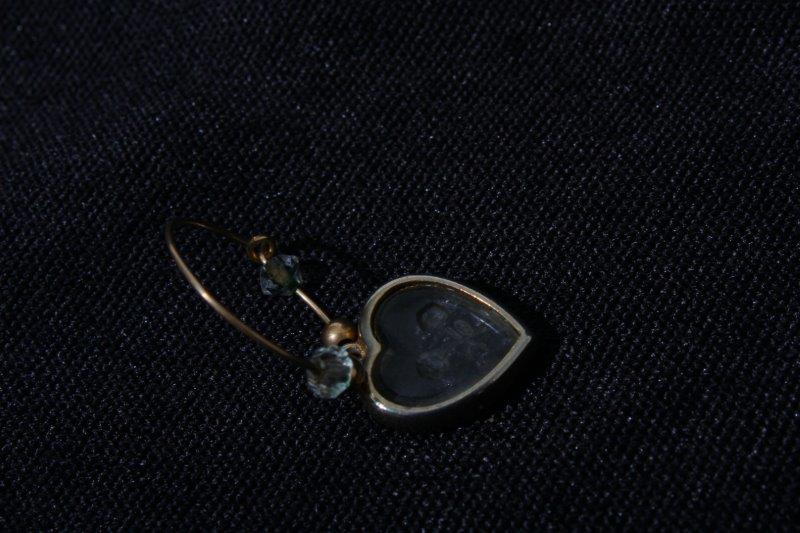 Heart Shaped Crystal and Glass Dangle Earrings