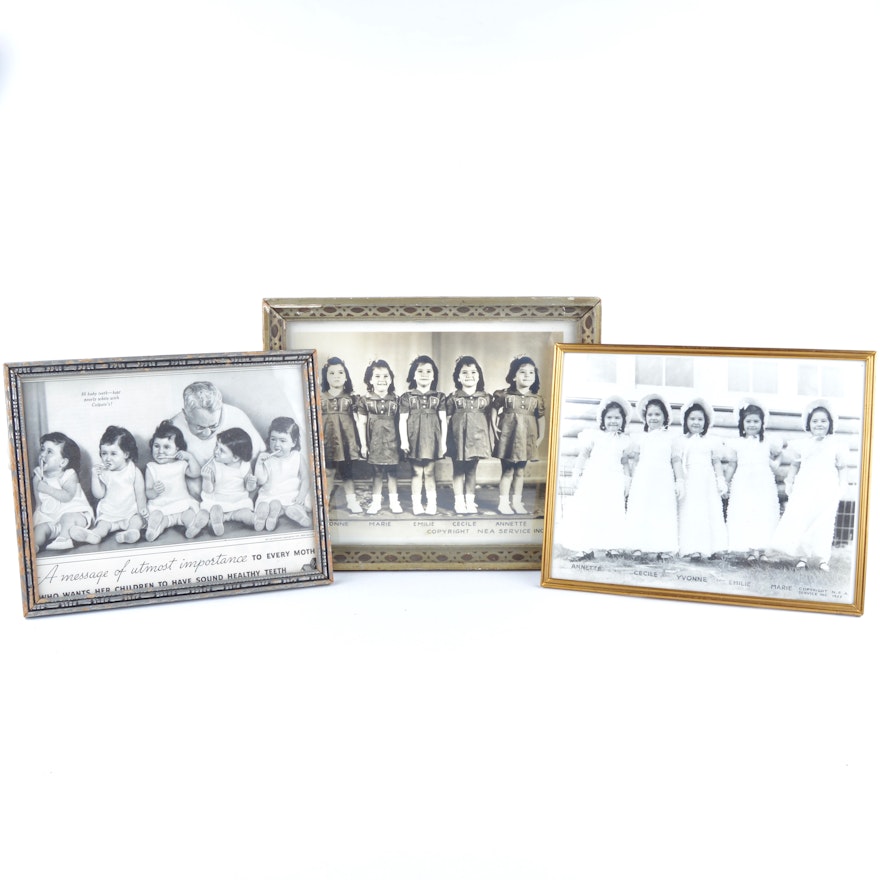 Framed Dionne Quintuplets Photographic Prints and Advertising