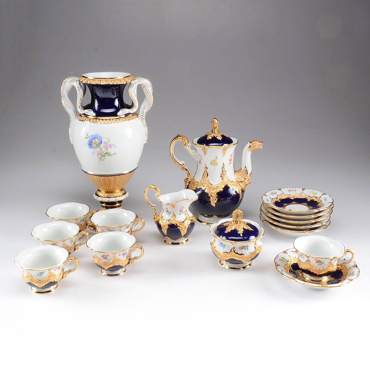 Meissen Porcelain "3329" Tea Set and Vase