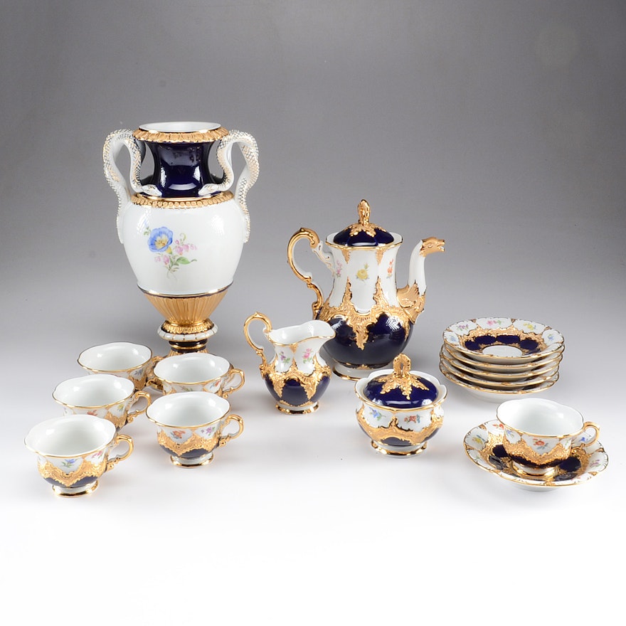 Meissen Porcelain "3329" Tea Set and Vase