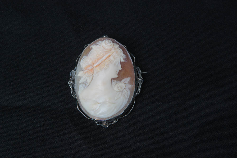 Sterling Silver Cameo Brooch