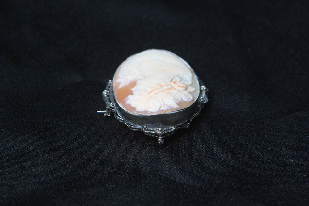 Sterling Silver Cameo Brooch