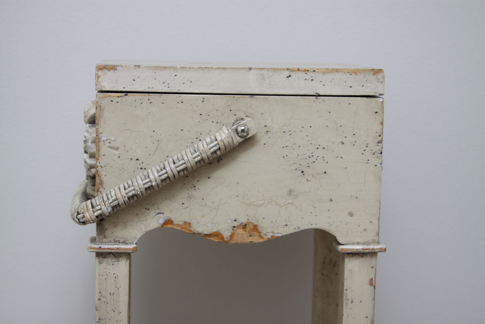 Silver Tone Wall Mirror and Side Table with Handle